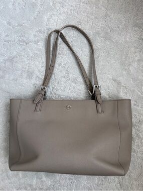 Tory Burch Taupe Leather Shoulder Tote